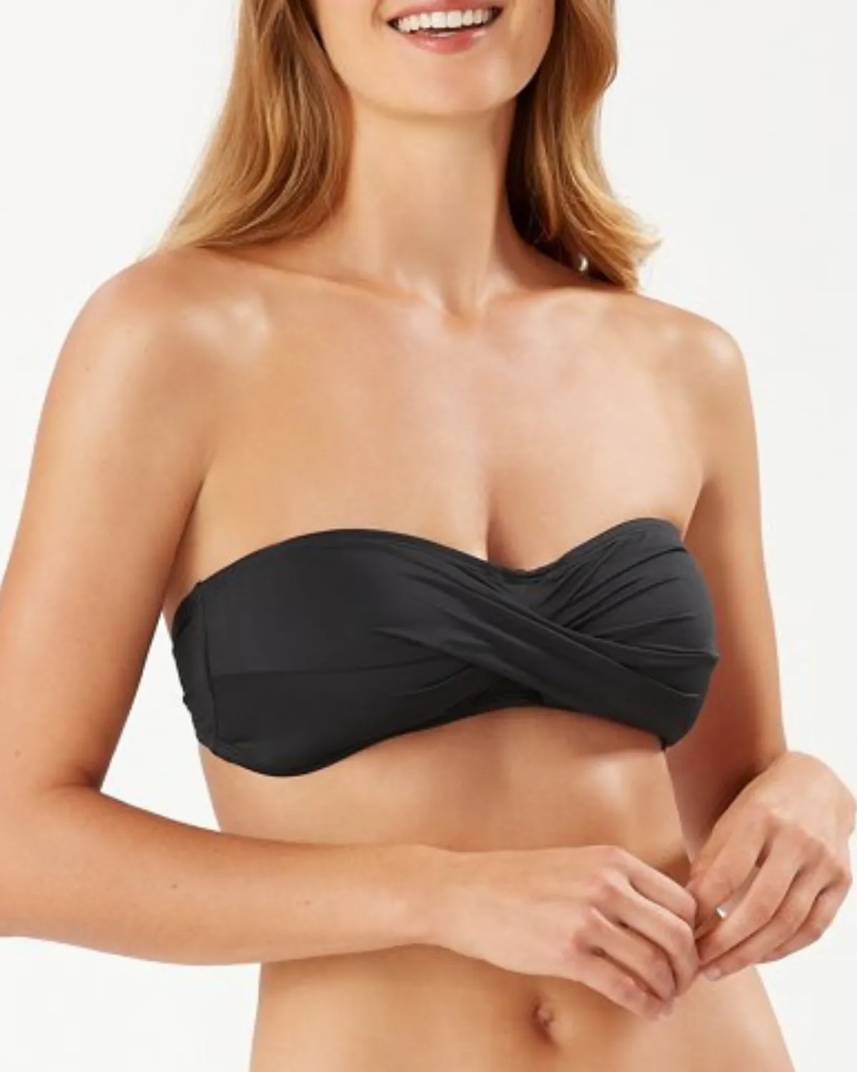 2024 Tommy Bahama Pearl Solids Twist Front Bandeau Bikini Top - Tsw31006t