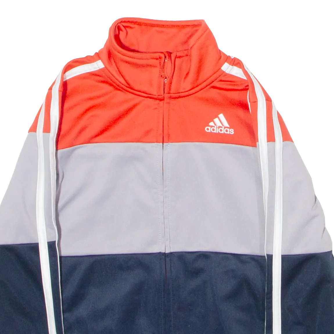 ADIDAS Boys Track Jacket Black Colourblock 4-5Y