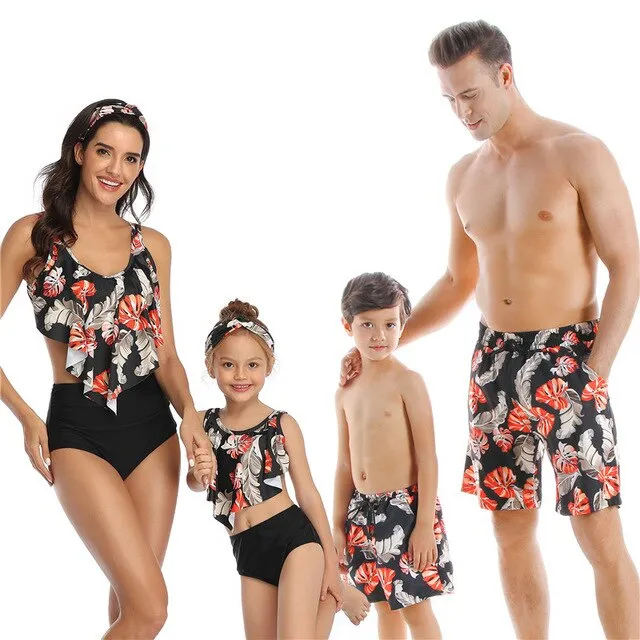 AshoreShop Family Matching Swimwear Mother Daughter Father Son