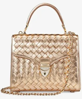 Aspinal of London Womens Champagne Metallic Mayfair medium leather top-handle bag