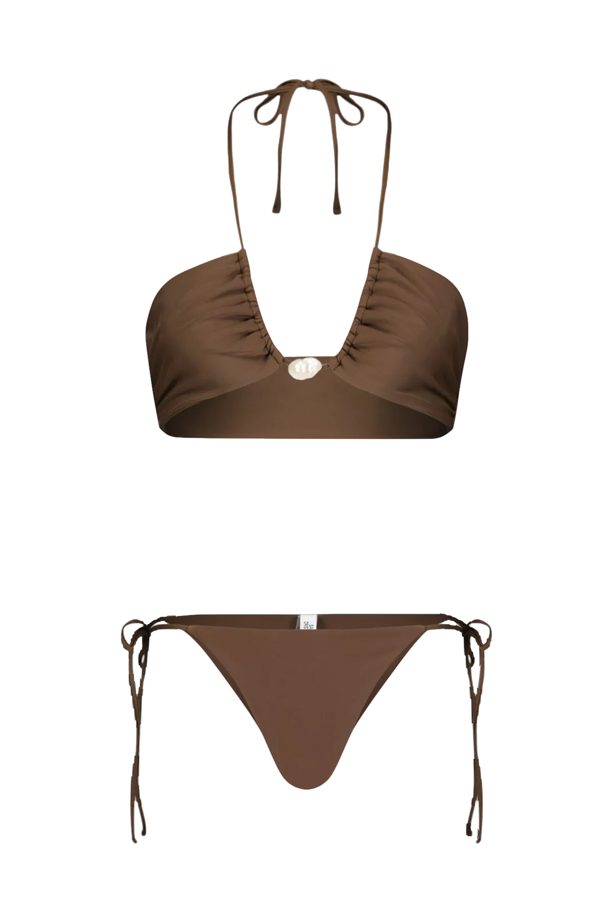 Bahia Bikini with Pearl in Brown - Bottom