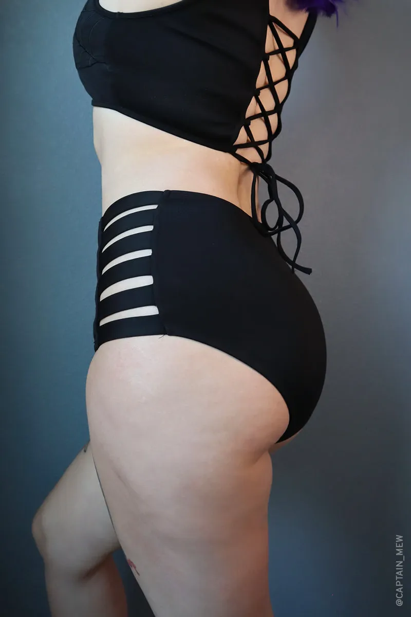 Black Widow High Waisted Bikini Bottoms