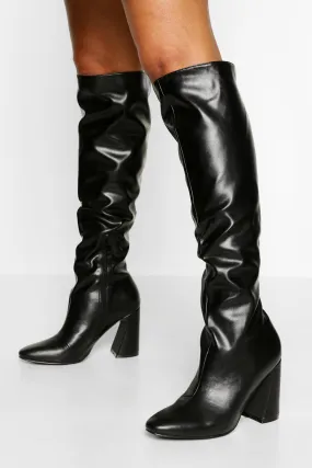 Block Heel Knee High Boot