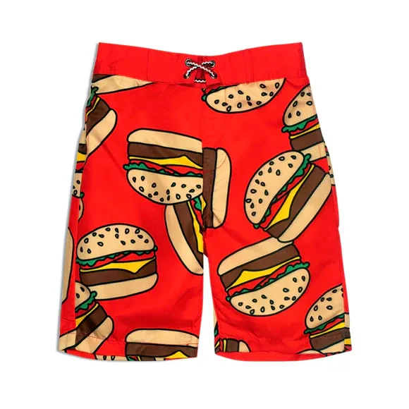 Boys Mid Length Swim Trunks / Burger Deluxe