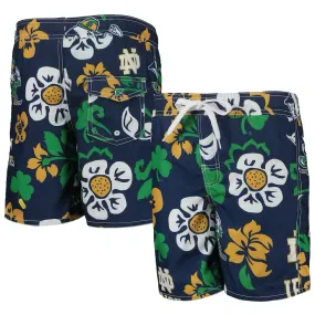 Boys Navy Notre Dame Fighting Irish Floral Volley Swim Trunks