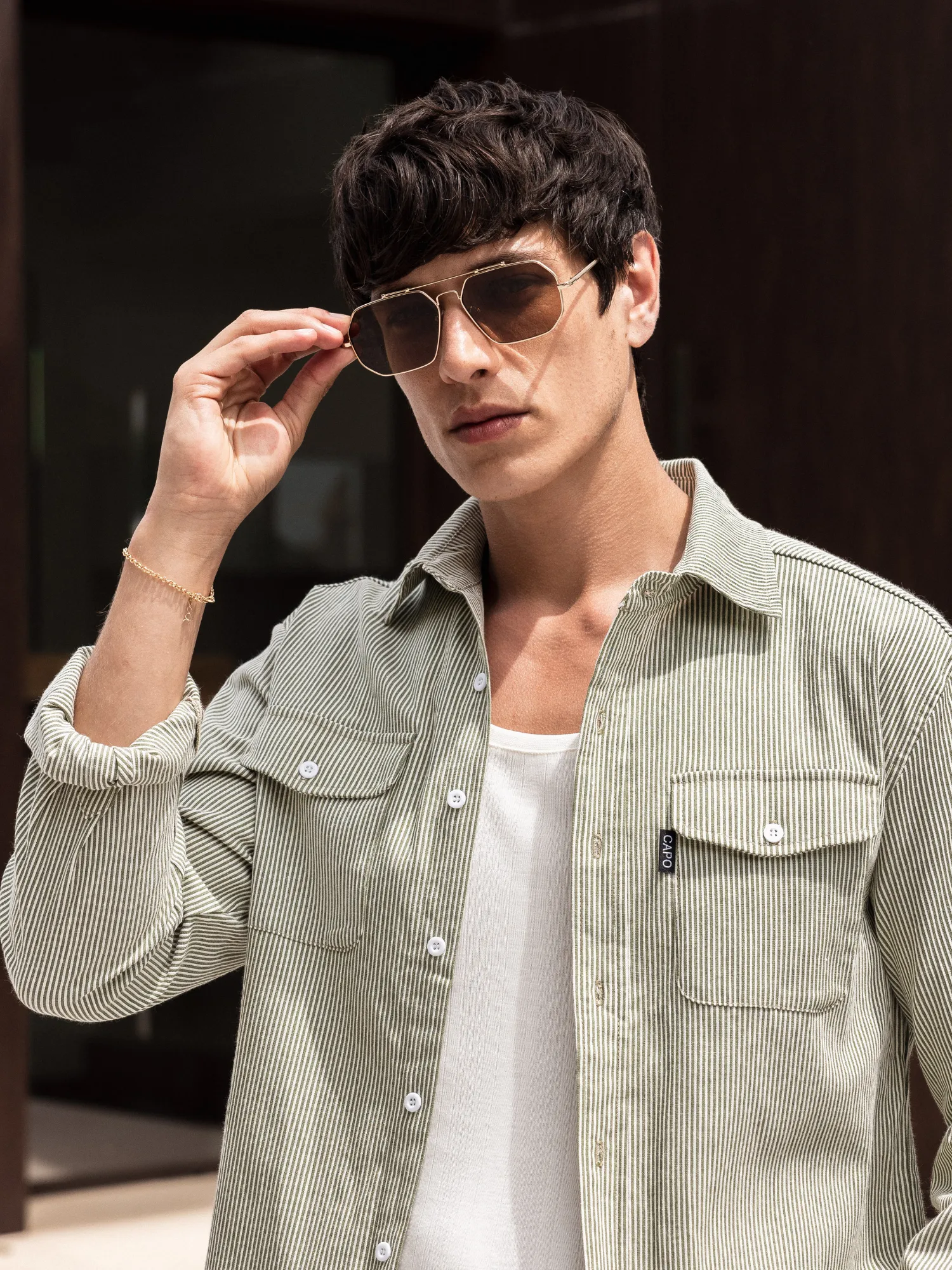 CAPO Heptagon Aviator Sunglasses - Gold