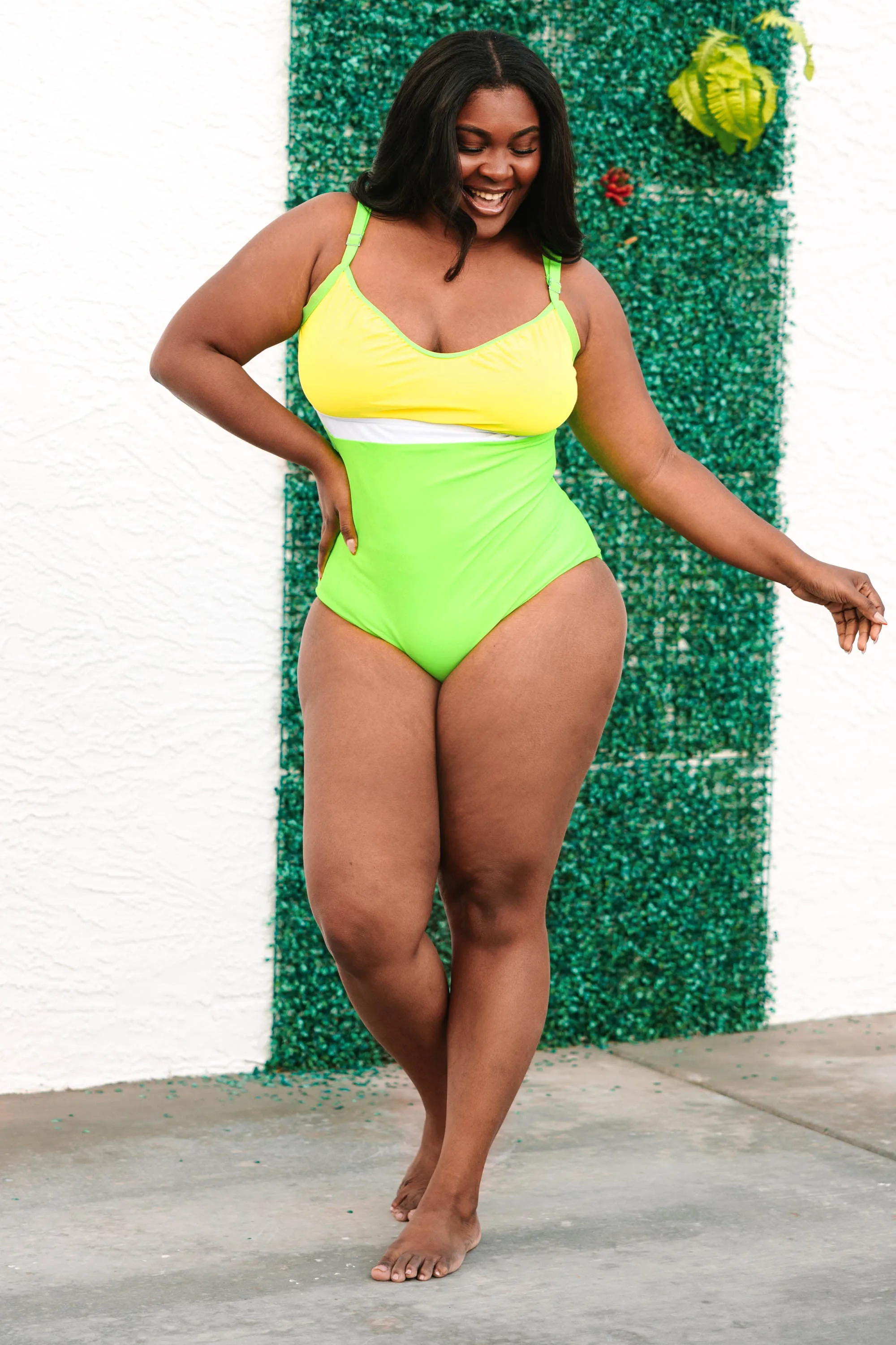 Caribbean Crush Swimsuit, Yellow-Green