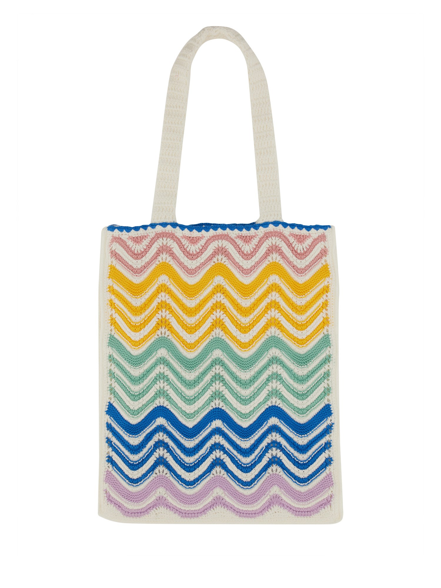 CASABLANCA    COTTON CROCHET WAVE TOTE BAG WITH LOGO