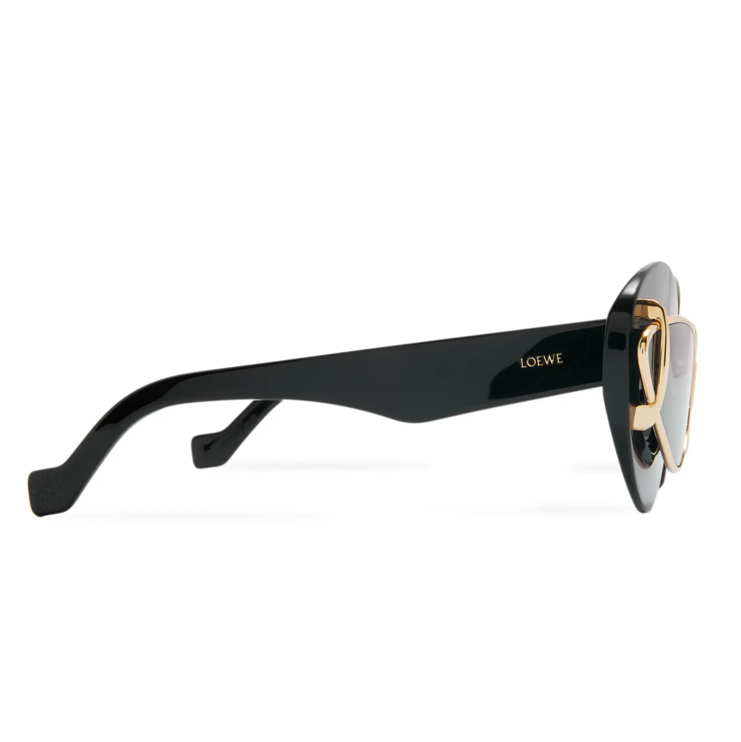 CATEYE DOUBLE FRAME SUNGLASSES - SHINY BLACK