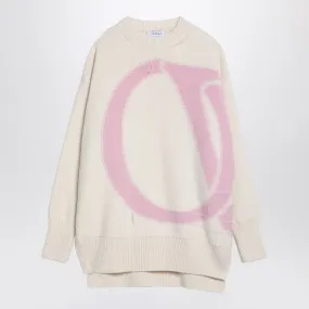 CREAM/PINK OVER SWEATER IN WOOL