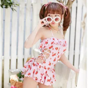 CUTE STRAWBERRY PASTEL PINK ONE-PIECES SWIMSUIT BY50090