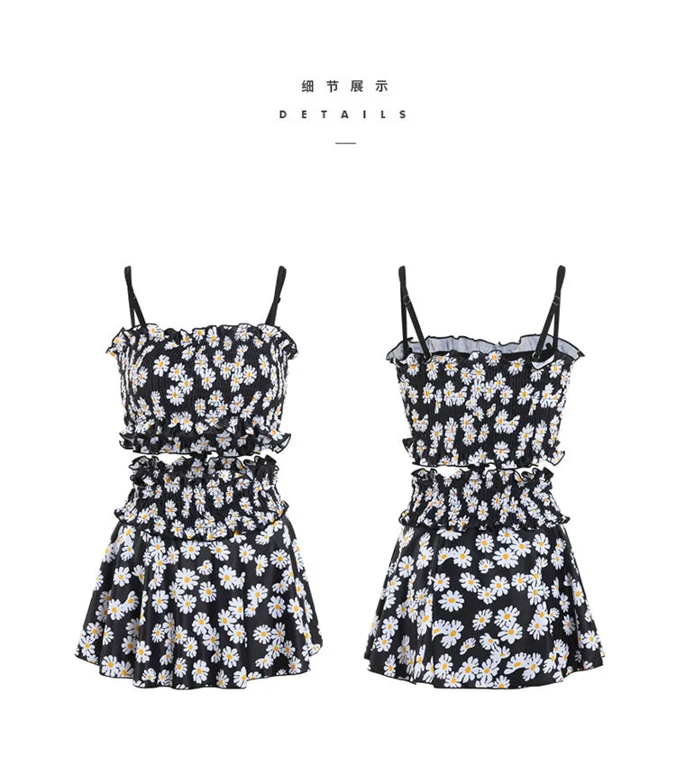 Daisy Print Ruffle Swimsuit Set