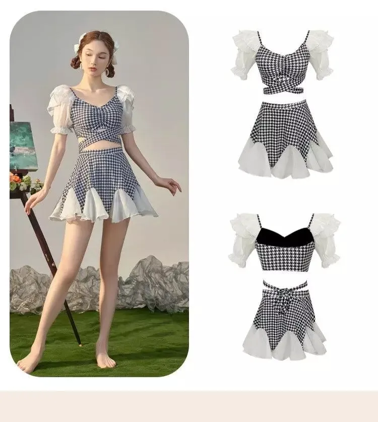 Dolly Beach Plaid Kawaii Princess Lolita Swimsuit