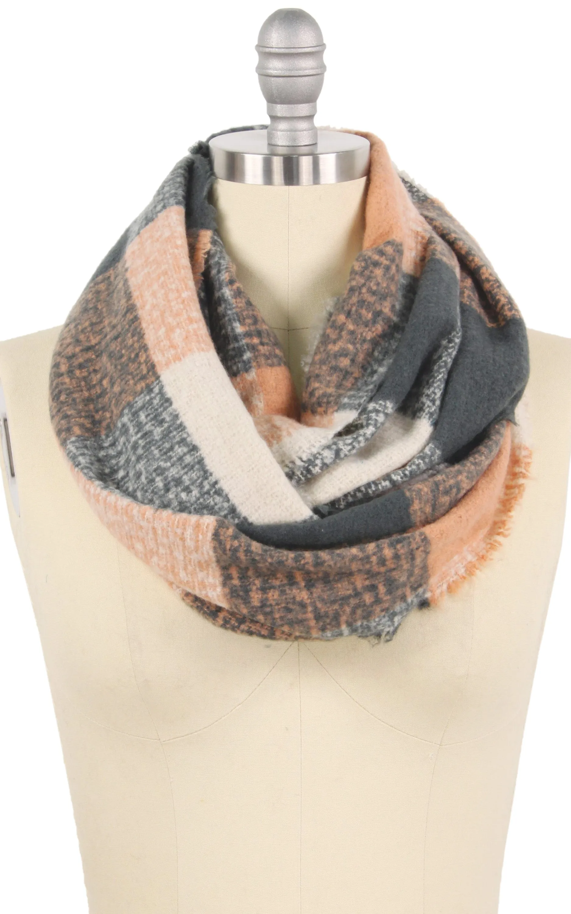 EAS9809 Plaid Check Infinity Scarf