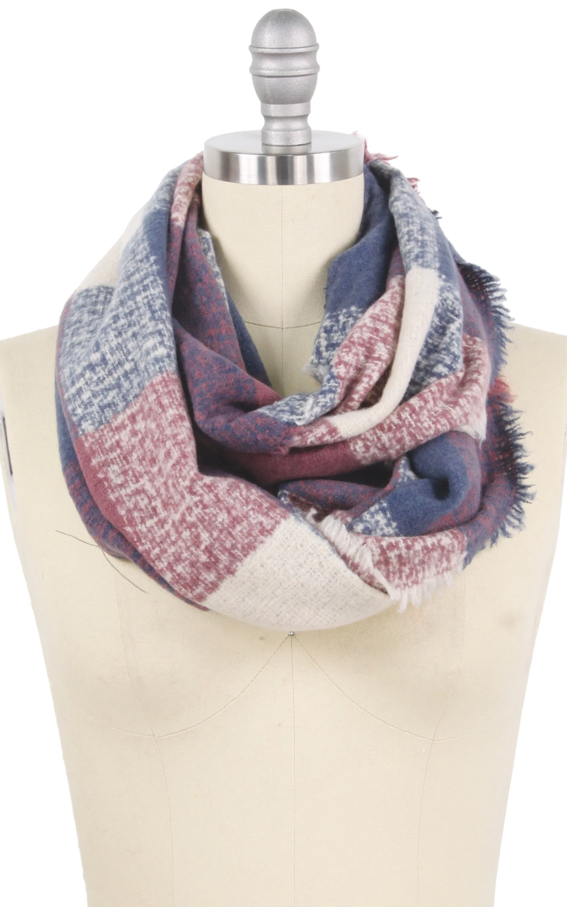 EAS9809 Plaid Check Infinity Scarf