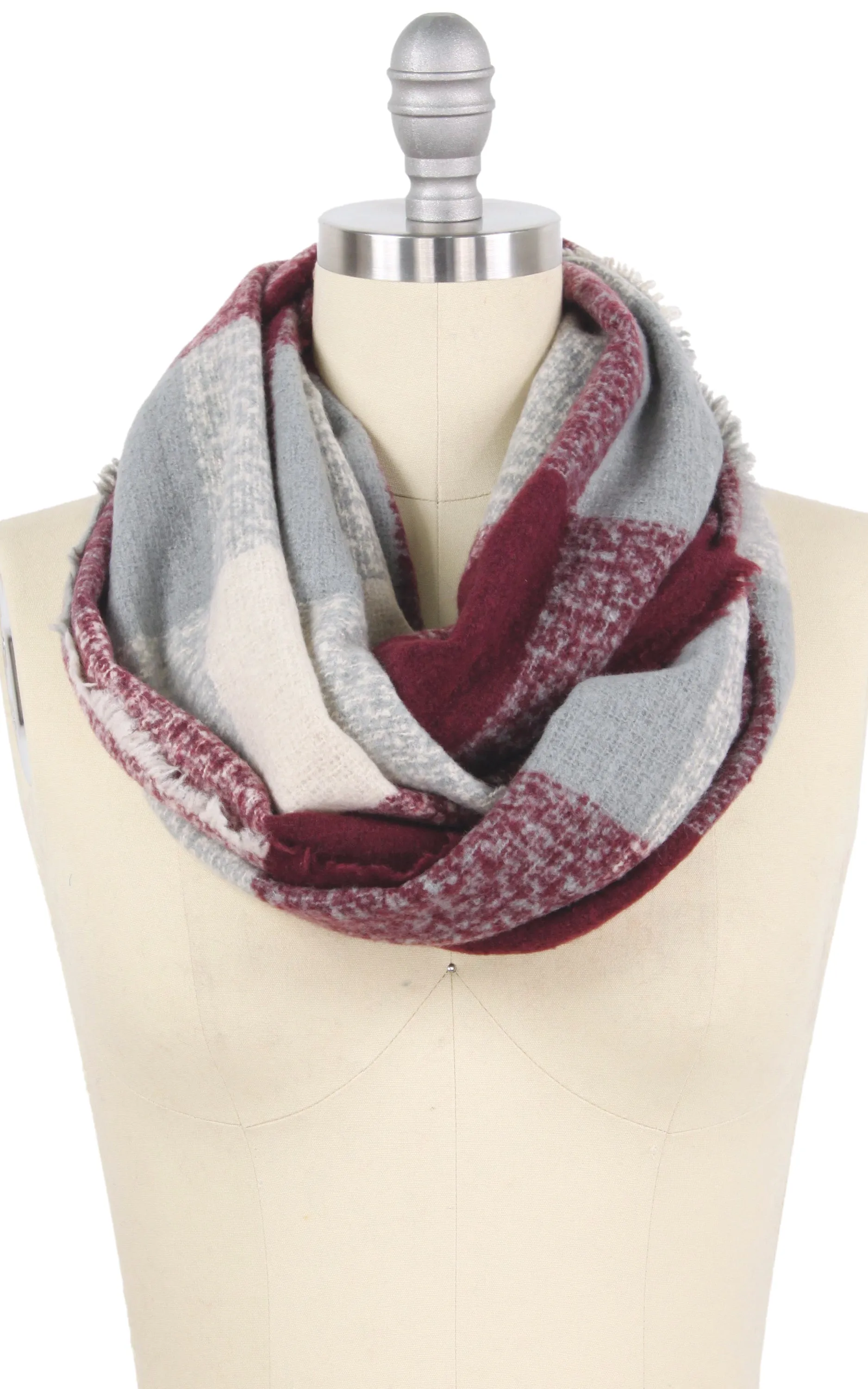 EAS9809 Plaid Check Infinity Scarf