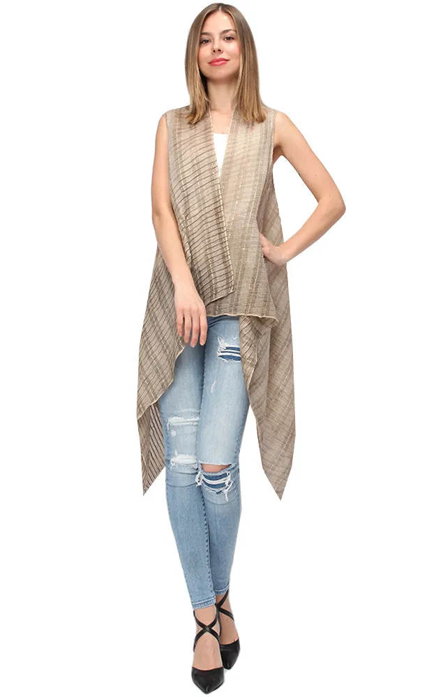 EAV9358 Pleated Sequins Deco Scarf Vest