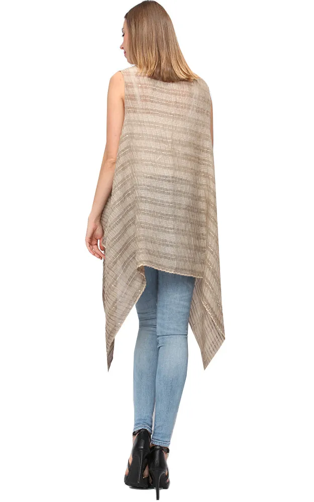 EAV9358 Pleated Sequins Deco Scarf Vest