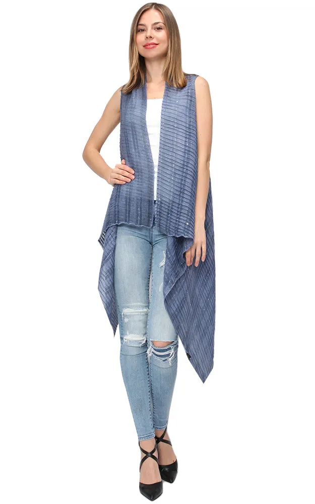 EAV9358 Pleated Sequins Deco Scarf Vest