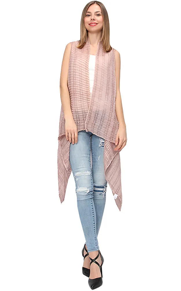 EAV9358 Pleated Sequins Deco Scarf Vest