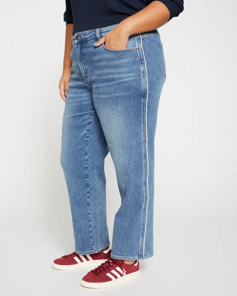 Elliot Mid Rise Tuxedo Stripe Jeans - Montana Blue