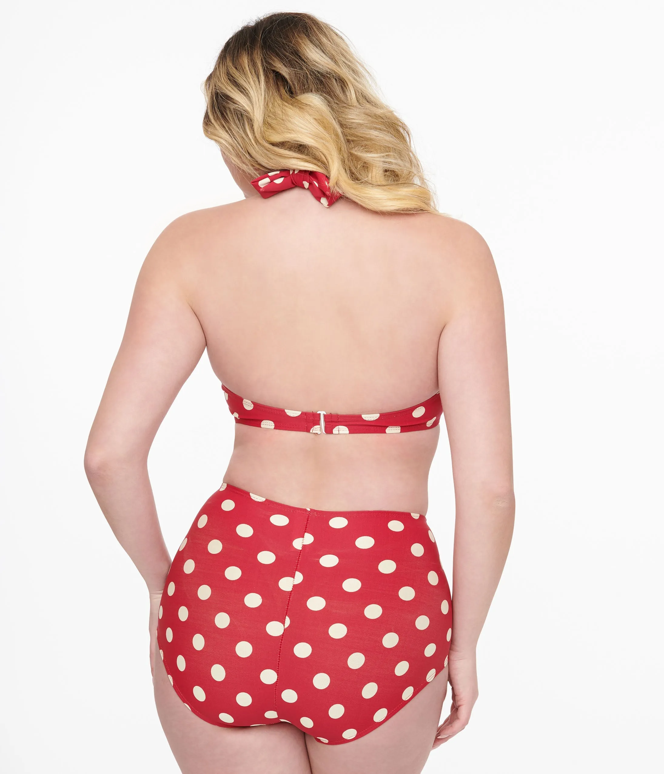 Esther Williams 1950s Red & White Polka Dot Bikini Set