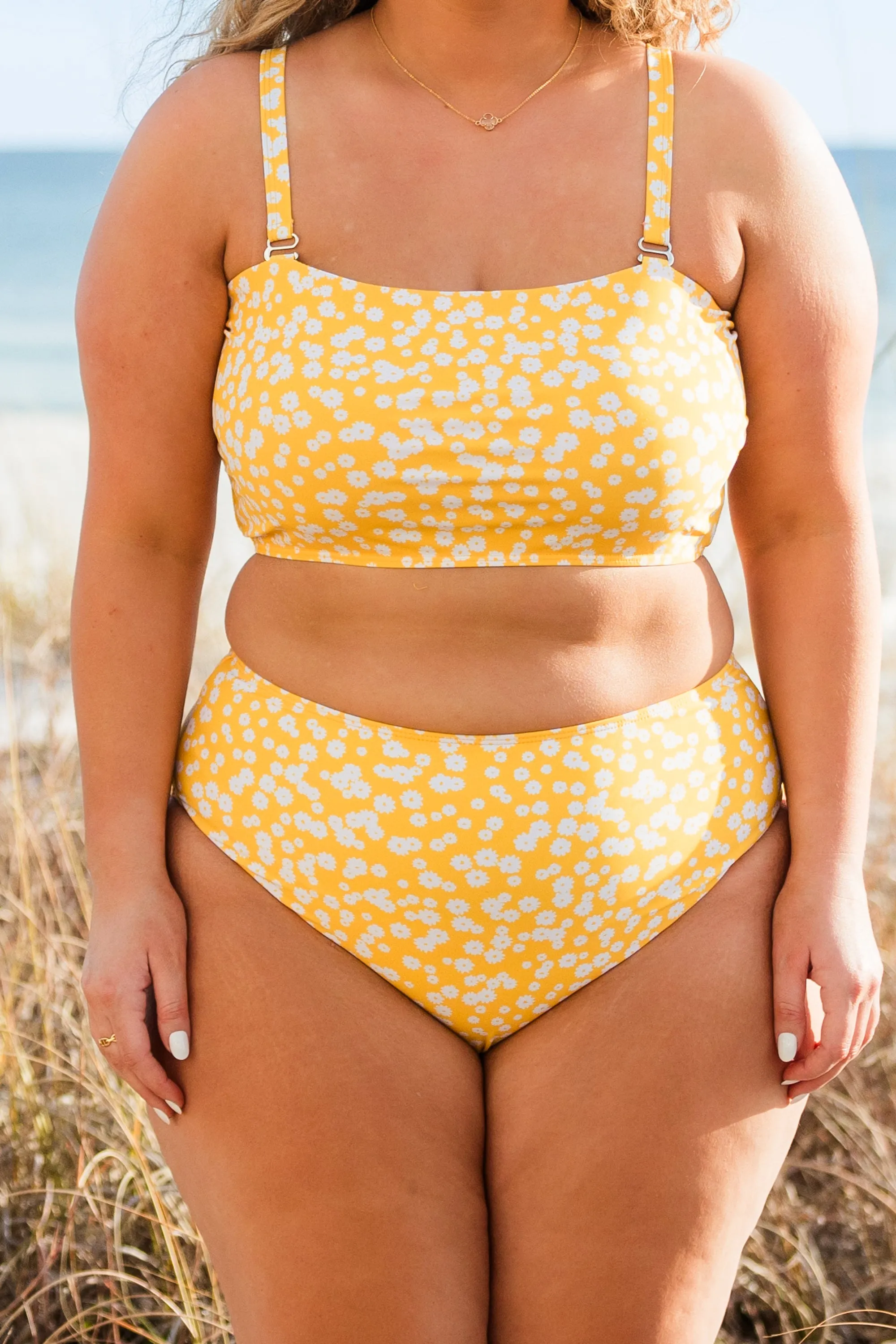 Feeling Fine And Sandy Swim Top, Yellow Floral