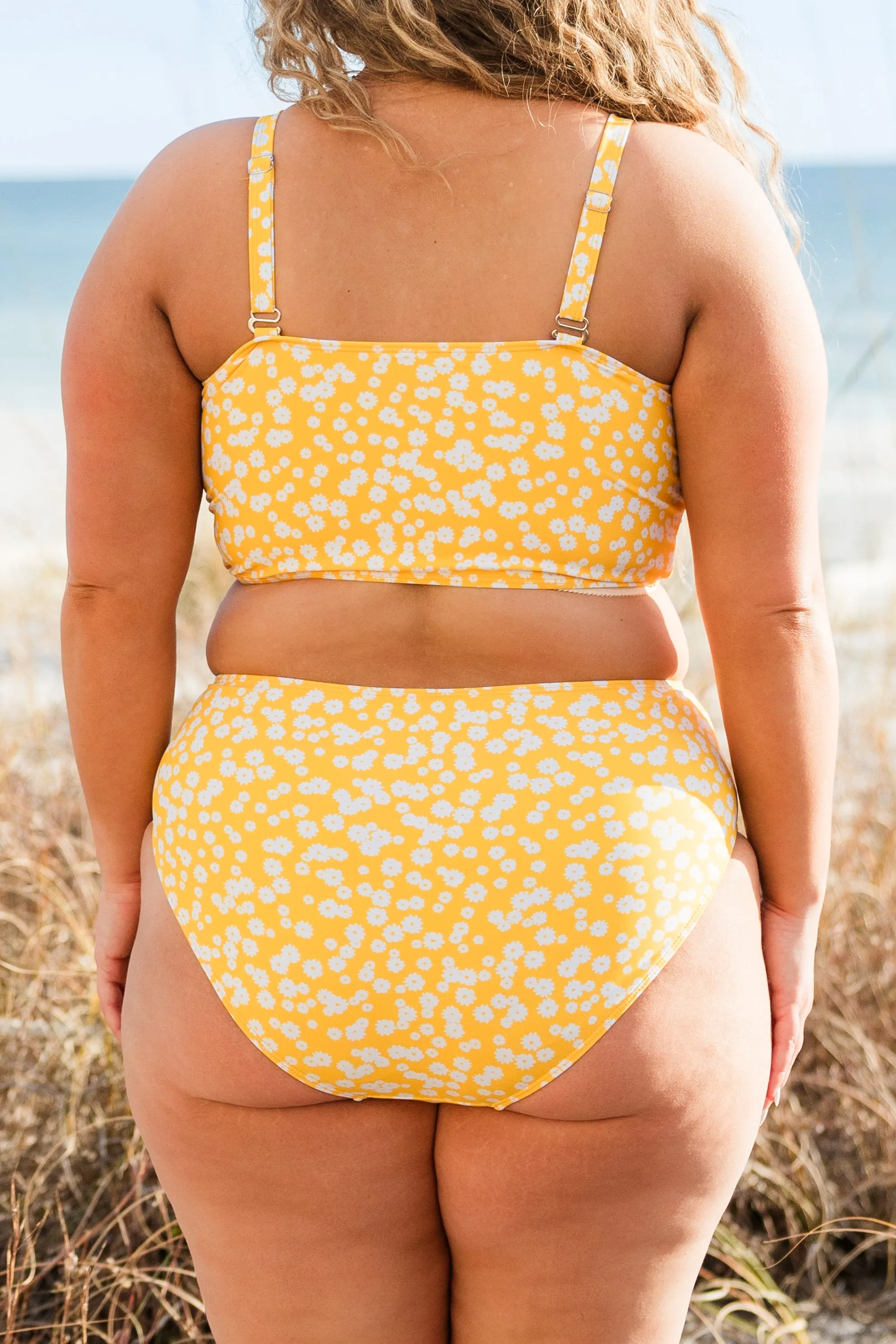 Feeling Fine And Sandy Swim Top, Yellow Floral