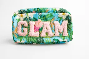 Floral Medium Nylon Pouch with G-L-A-M patches