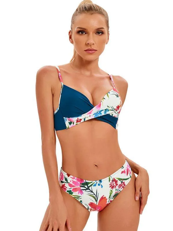 Floral Twisted Bandeau Hipster Bikini Set