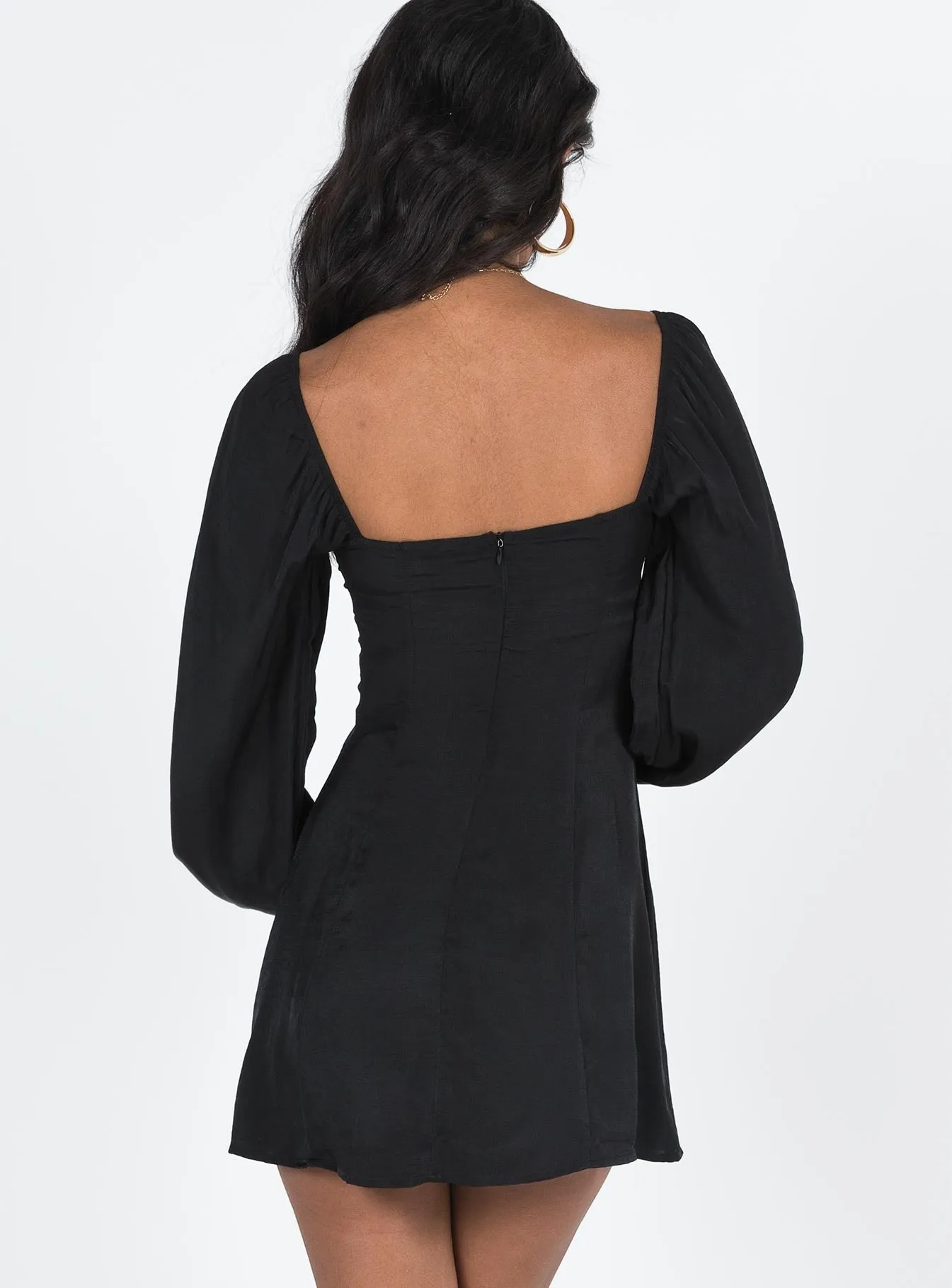 Floreto Long Sleeve Mini Dress Black