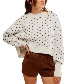 Free People Easy Street Patterned Crop - White Navy Combo