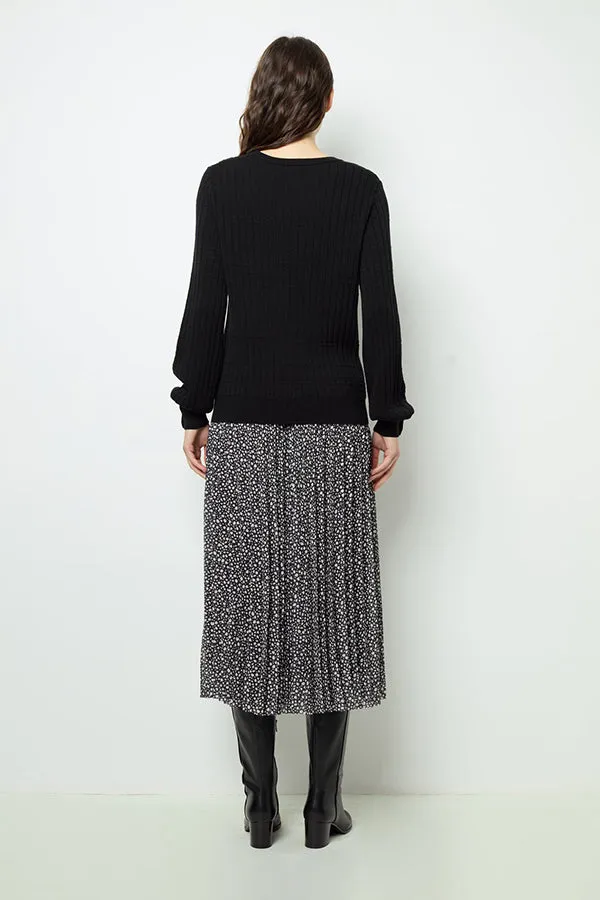 Gerard Darel JEANNE FINE RIBBED BLACK SWEATER