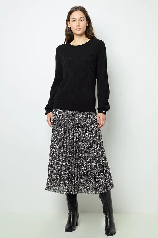 Gerard Darel JEANNE FINE RIBBED BLACK SWEATER