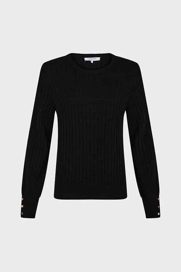 Gerard Darel JEANNE FINE RIBBED BLACK SWEATER