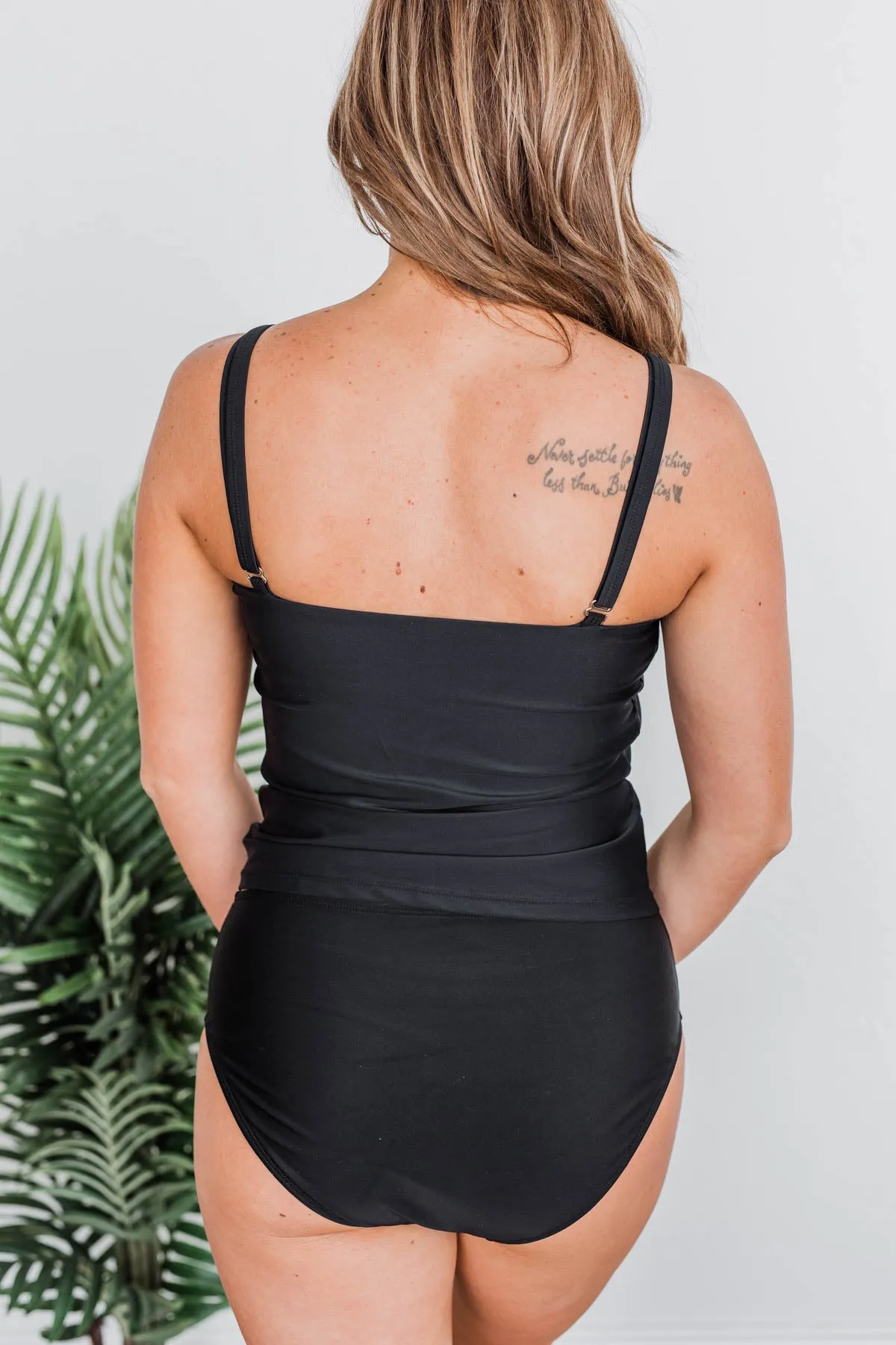 Gone For A While Tankini Swim Top- Black