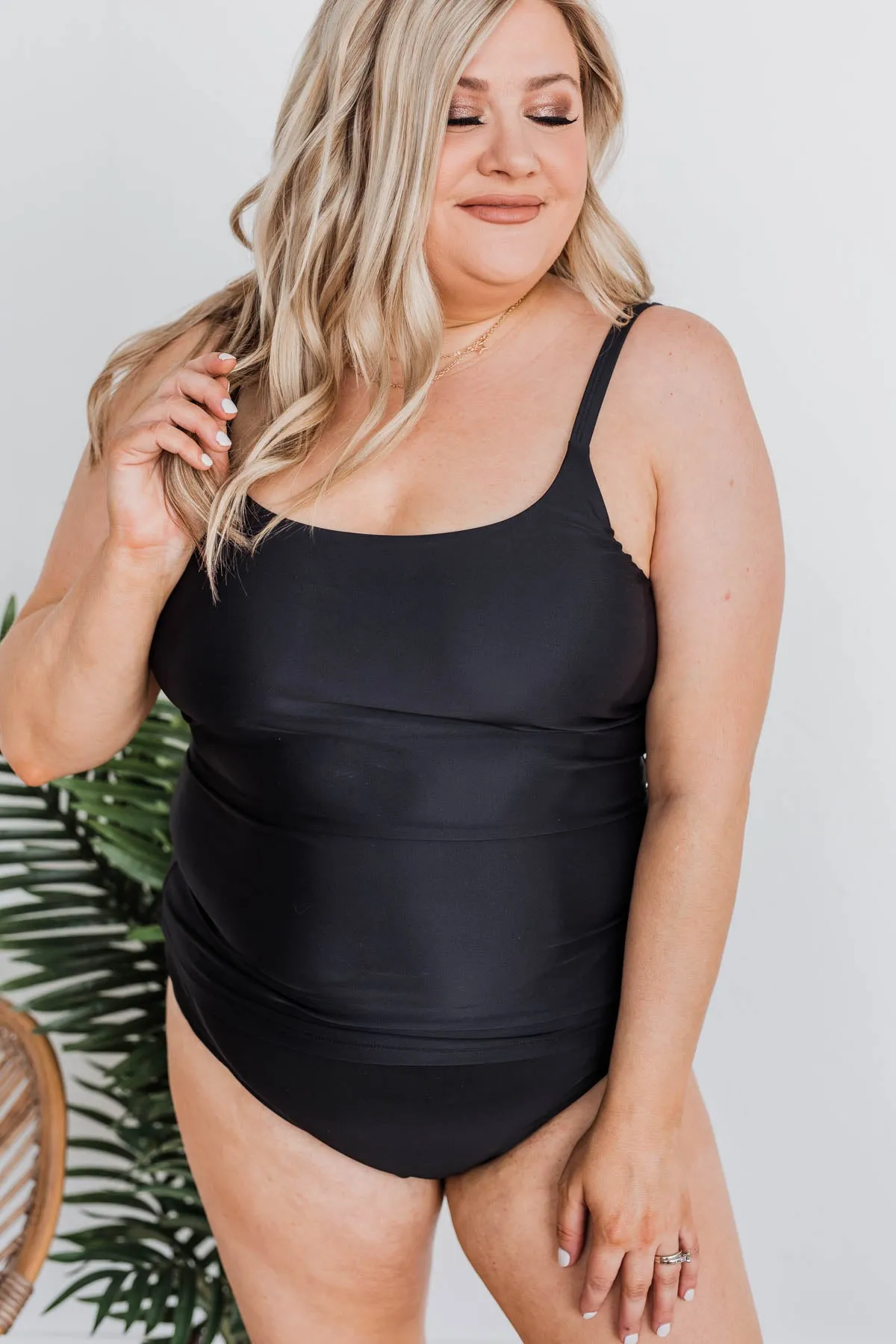 Gone For A While Tankini Swim Top- Black