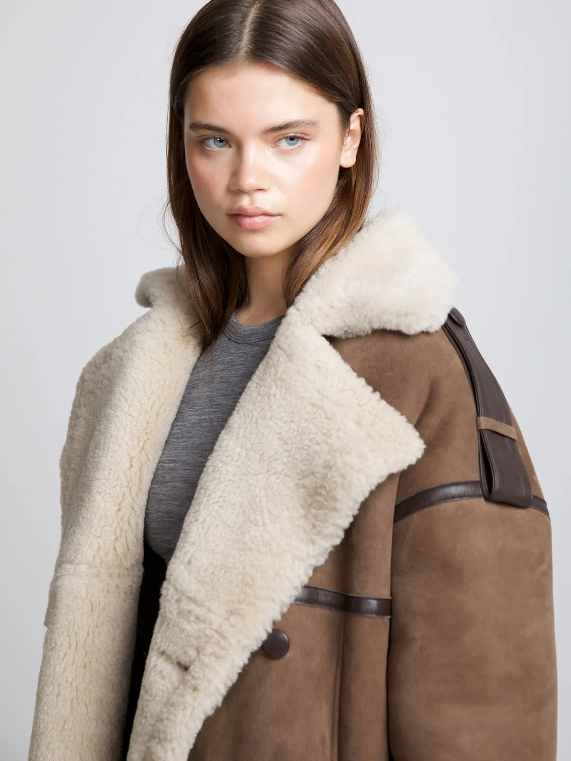 GRACE COAT - BROWN / CREME