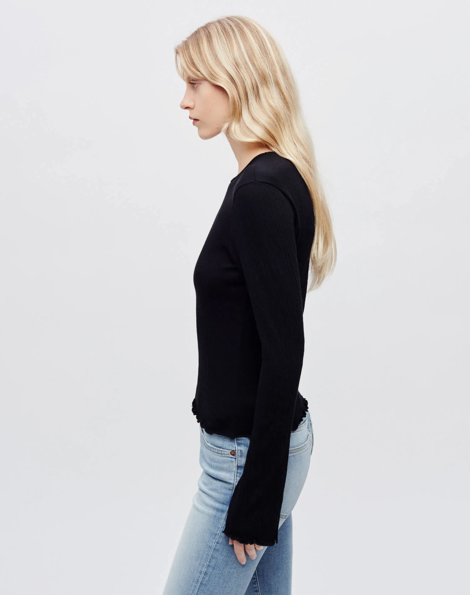 Hanes Crinkle Bell Long Sleeve - Black