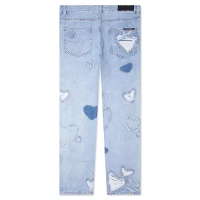 Heart Patchwork Jeans - Light Wash