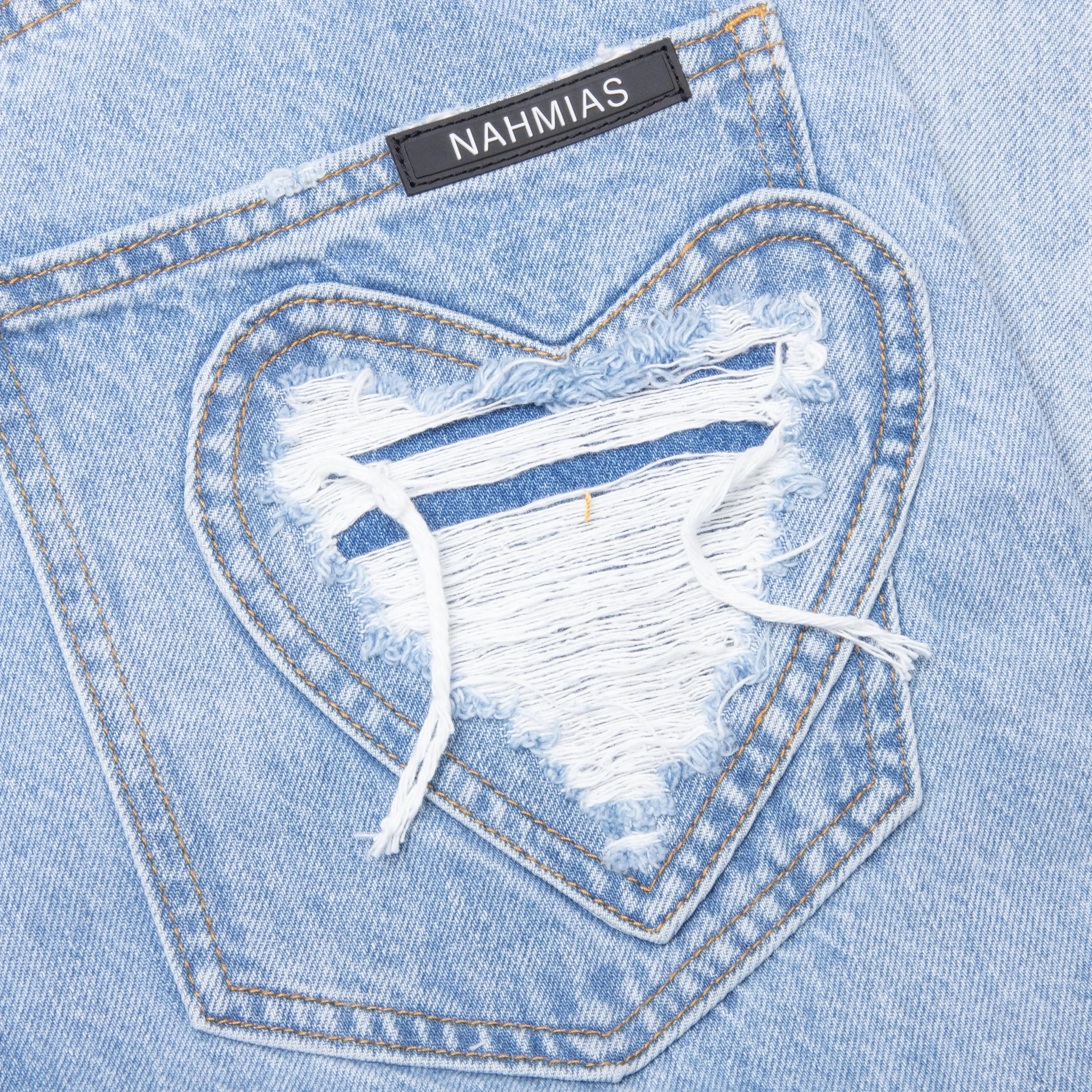 Heart Patchwork Jeans - Light Wash