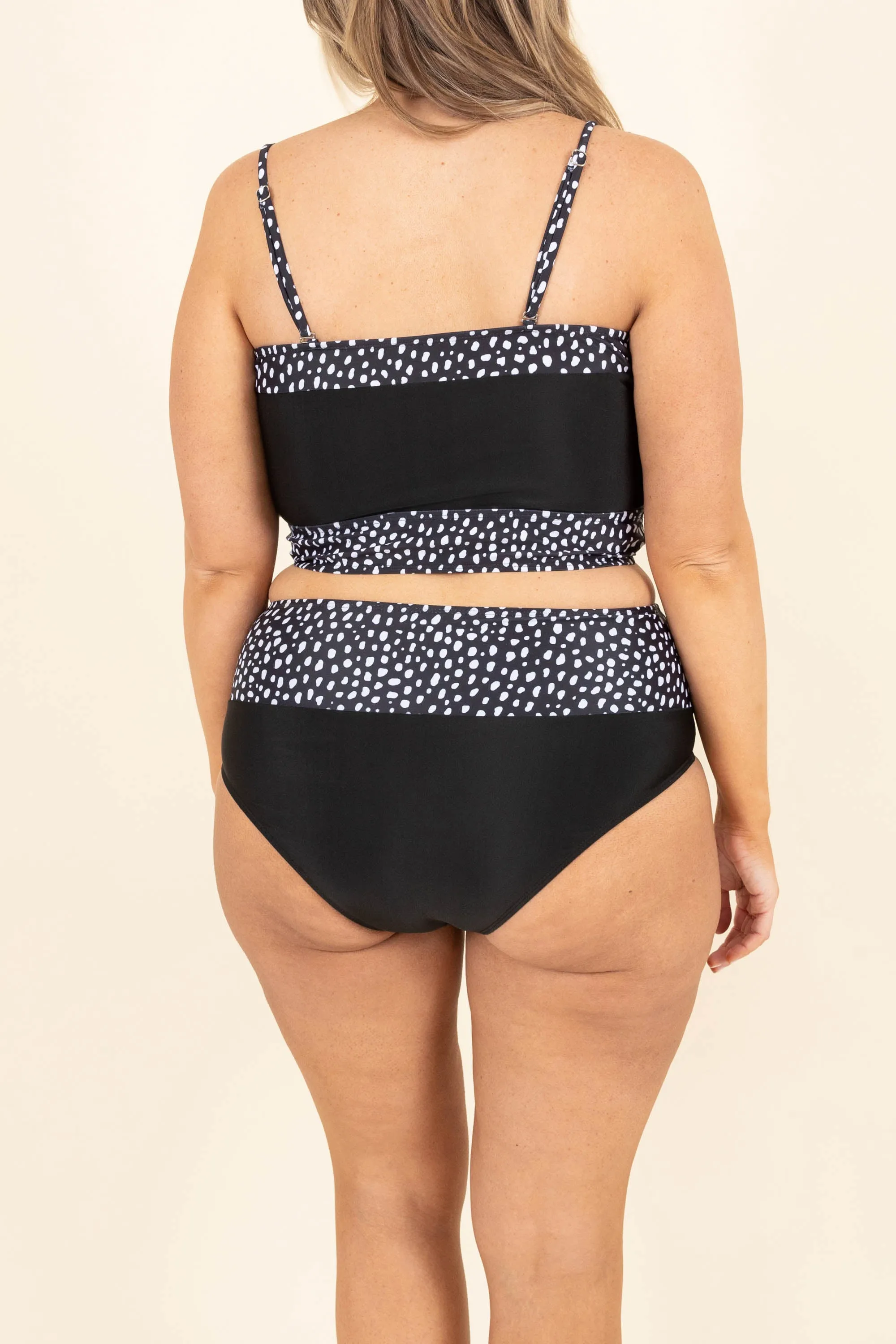 Hidden Islands Swim Top, Black/Dalmatian