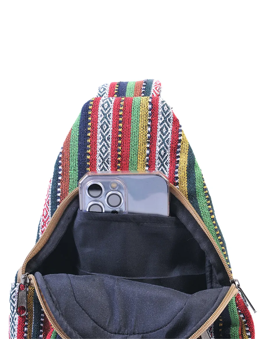 Hippie Boho Cotton Bohemian Crossbody Sling Bag Backpack