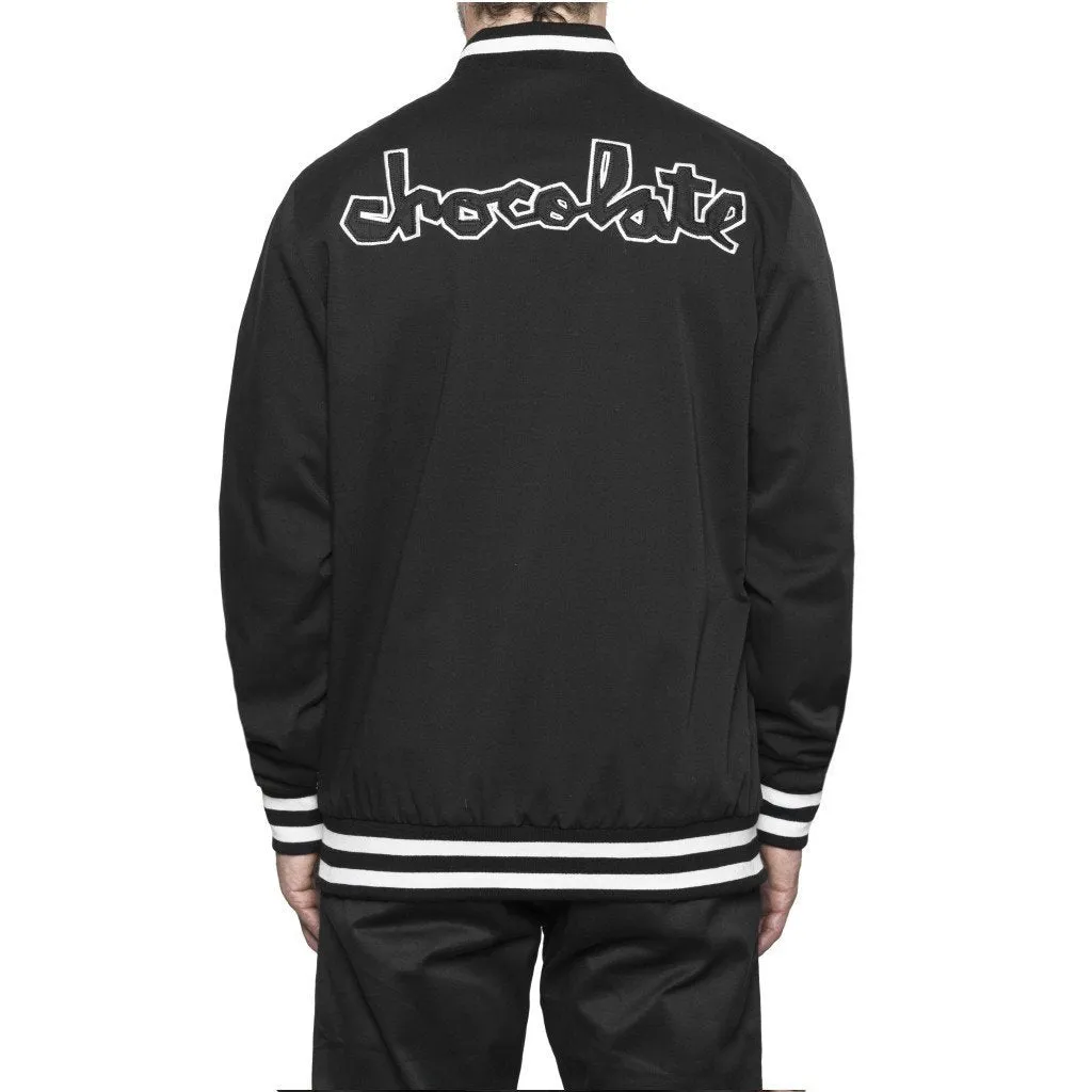 HUF X CHOCOLATE CHUNK VARSITY JACKET // BLACK/WHITE