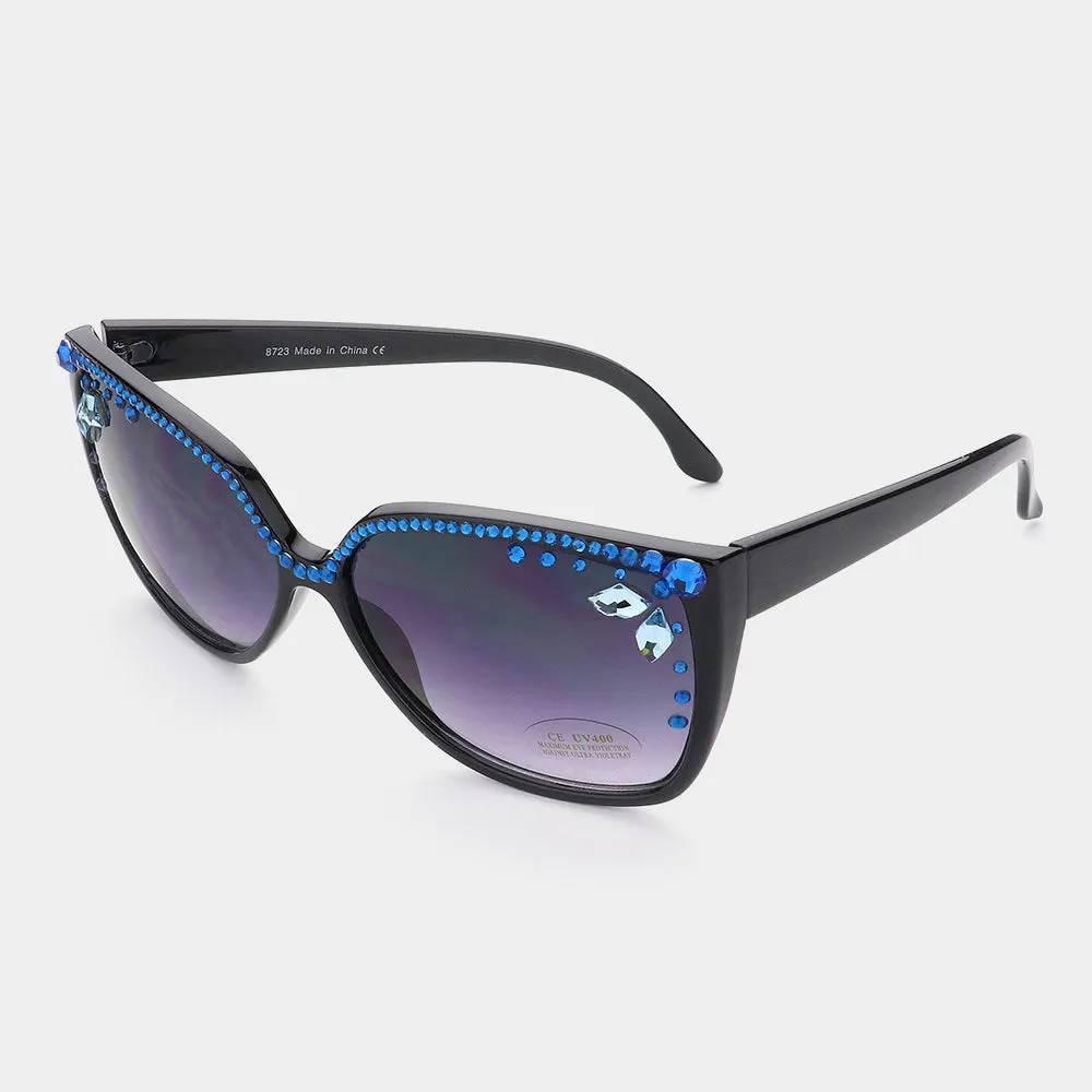 iLLASPARKZ Genuine Crystal Embellished Tinted Frame Sunglasses