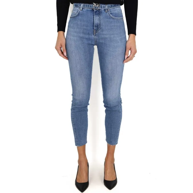 JEANS SKINNY IN DENIM SUPER STRETCH CON CINTURA, BLU