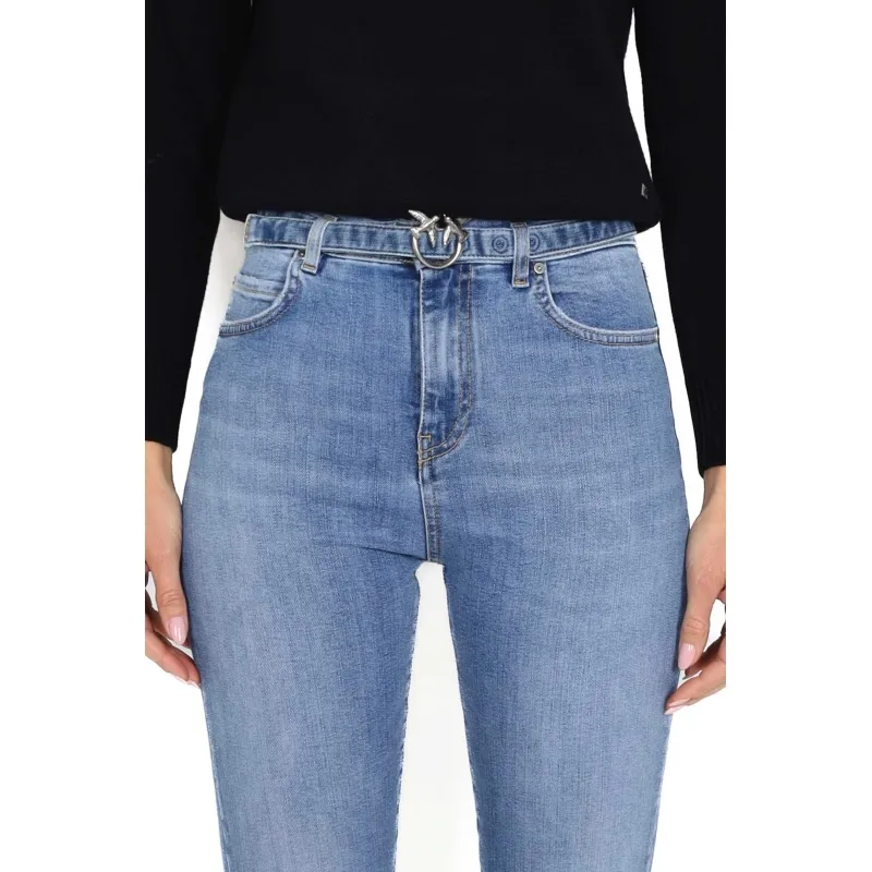 JEANS SKINNY IN DENIM SUPER STRETCH CON CINTURA, BLU