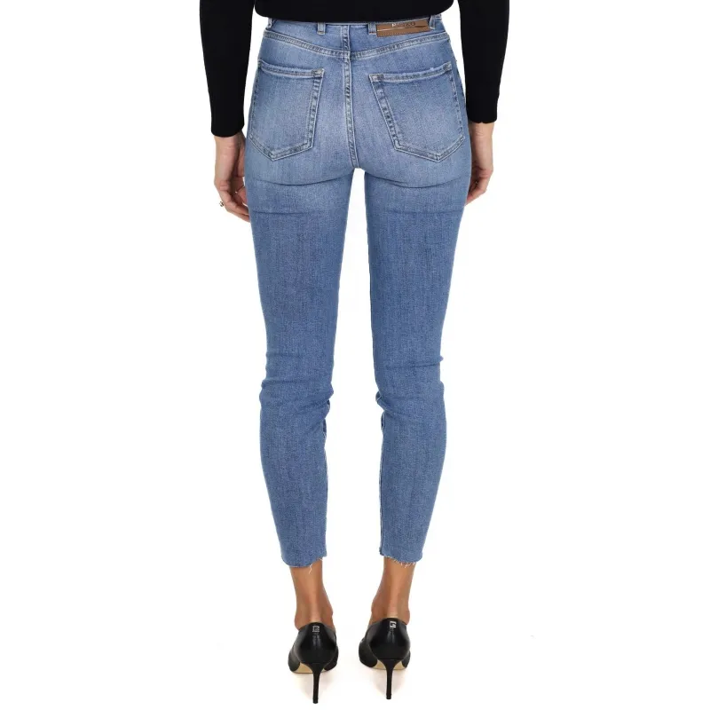 JEANS SKINNY IN DENIM SUPER STRETCH CON CINTURA, BLU