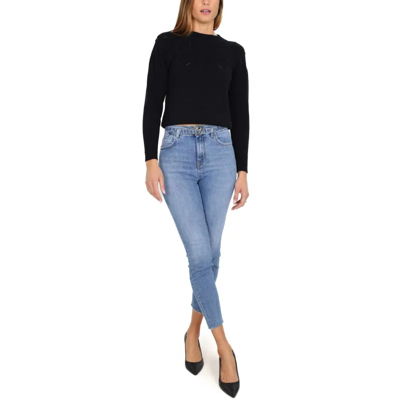 JEANS SKINNY IN DENIM SUPER STRETCH CON CINTURA, BLU