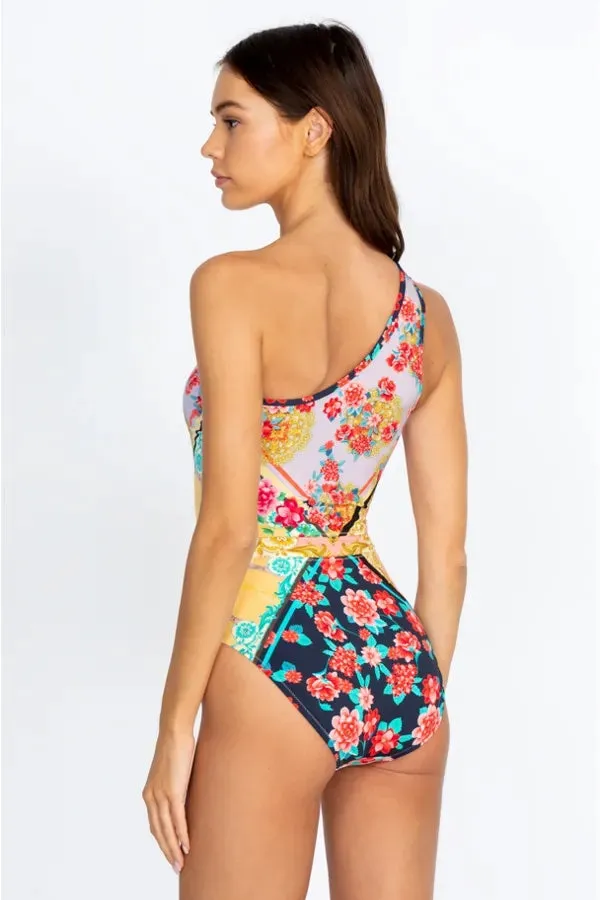 Johnny Was One Shoulder Raina One Piece Swimsuit